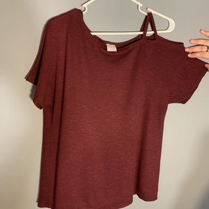 Burgundy Cold Shoulder Shirt